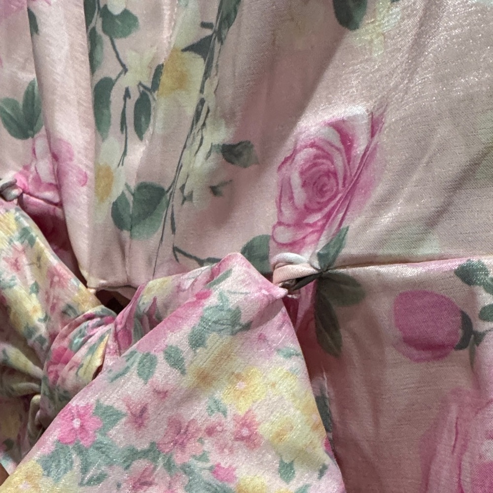 Pink Floral Strapless Ruched Mini Dress - Picture 6 of 8